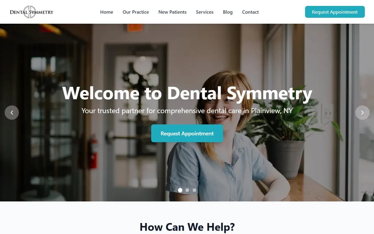 Dental Symmetry website screenshot